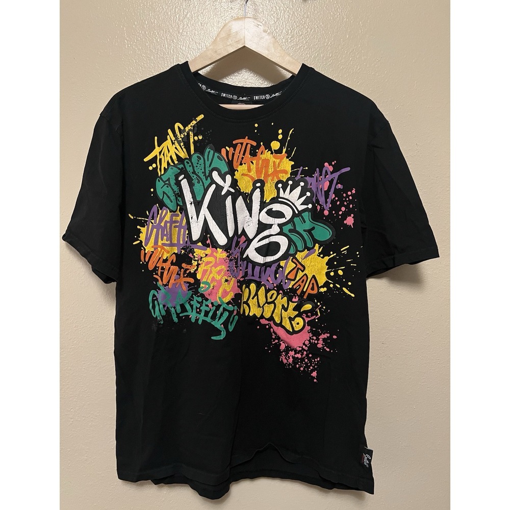 Switch Remarkable‎ King Casual Graffiti Graphic T-Shirt Men's Size 3XL Black